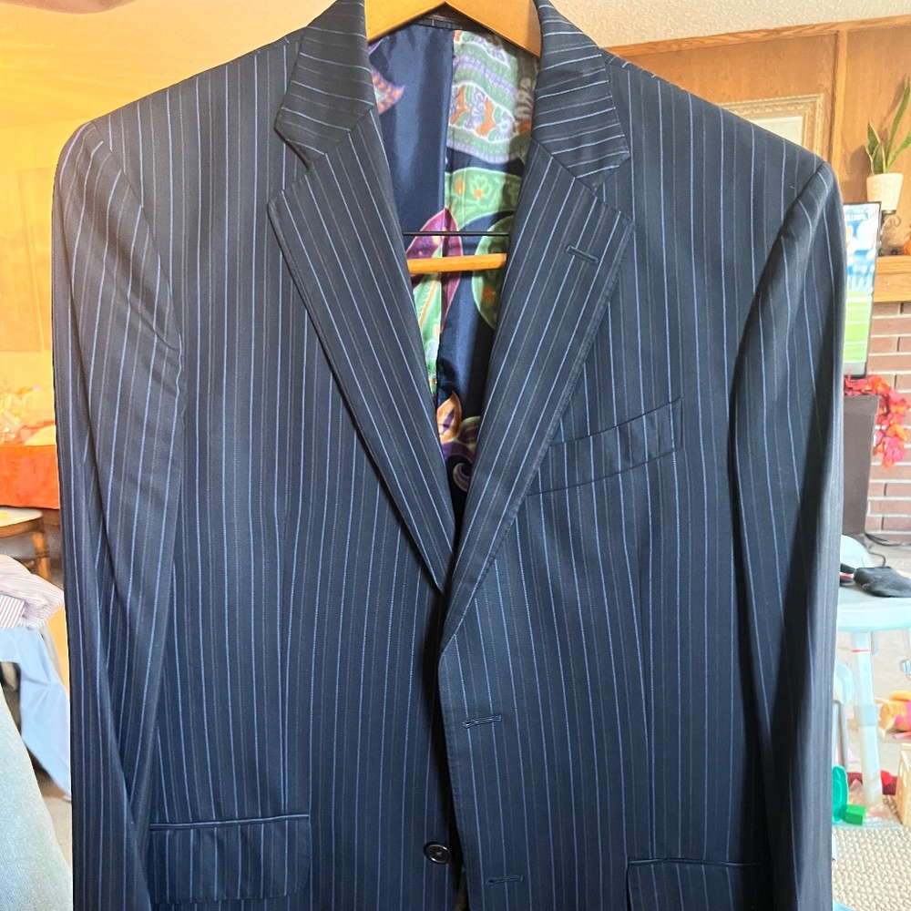 Men's Etro Blue Pinstripe blazer 48R